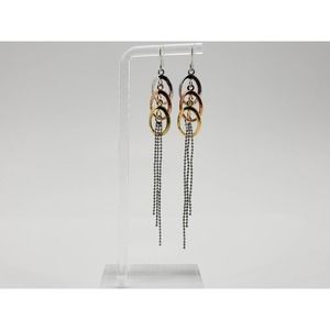 Women's Gold Silver Copper Tone Triple Ring Dangle Fashion Earrings